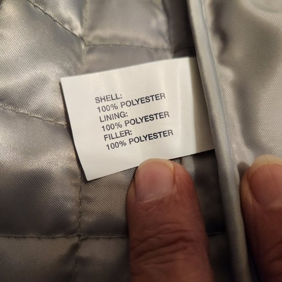 Gap Quilted Silver Unlined LS Jean Jacket Large - Picture 12 of 14